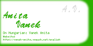 anita vanek business card